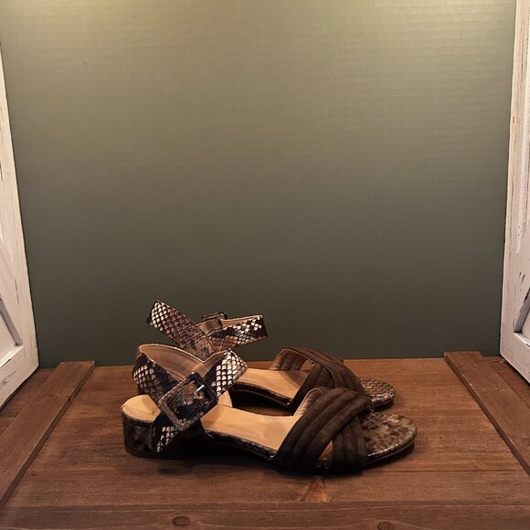 Luca Grossi Vera Cuoio Italian Animal Print Sandals Heels Size 40 - Picture 1 of 7